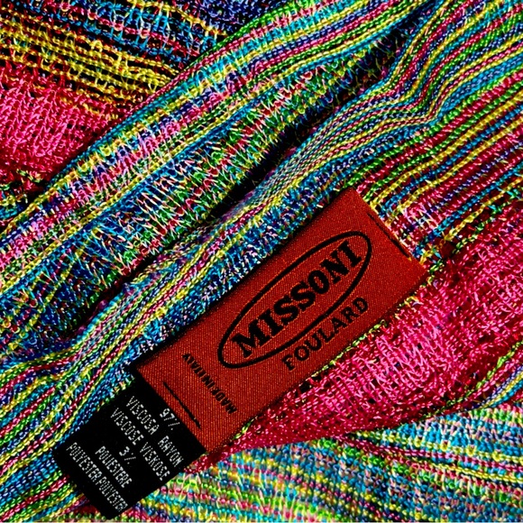 Missoni Accessories - MISSONI Multi Color Metallic Scarf Stole Wrap Pink Blue Green Yellow Purple